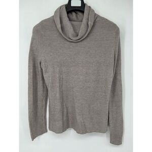 Chicos Touch of Cashmere Marled‎ Sweater Taupe Cowl Neck Sweater Cozy Size 1 EUC